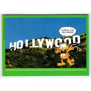 Garfield Cat Postcard Hollywood California Hurray For Sign Jim Davis Retro 1970s